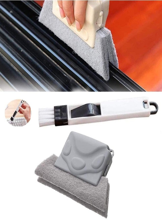 BRIGHTZONE Combo of Window Groove Frame Cleaning Brush and Dust Cleaning Brush for Window Slot Keyboard with Mini Dustpan Door Track Cleaning Brushes Dust Cleaner Tool for All Corners Edges and Gaps - Image 1